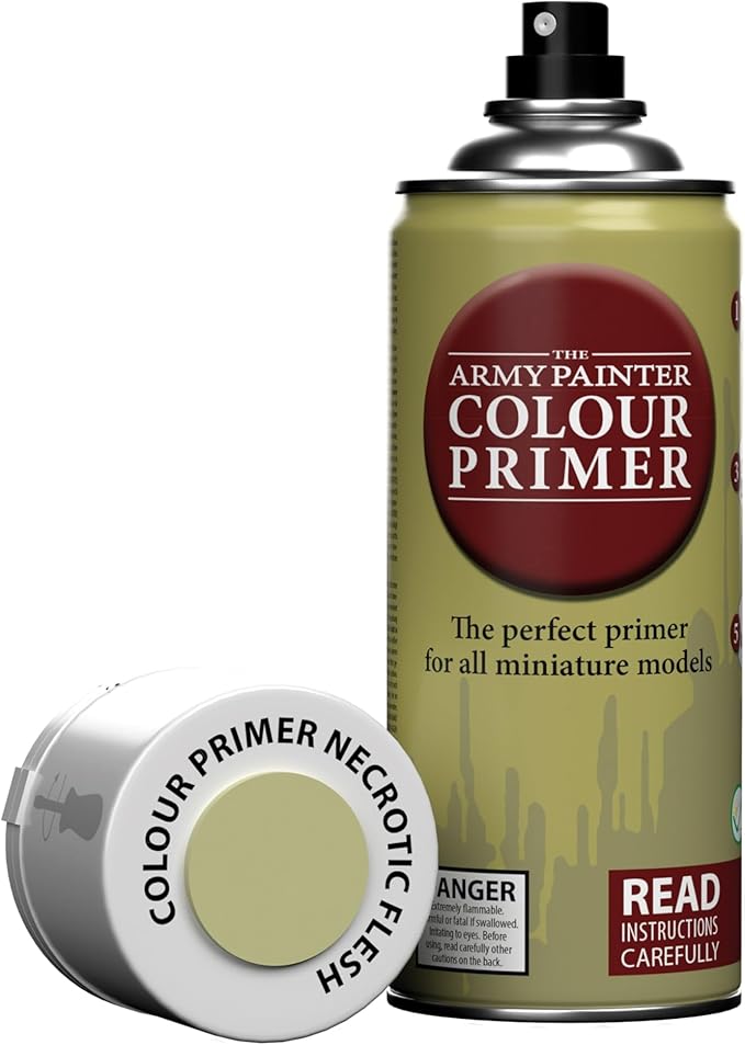 The Army Painter Color Primer Spray Paint, Necrotic Flesh, 400ml, 13.5oz - Acrylic Spray Undercoat for Miniature Painting - Spray Primer for Plastic Miniatures