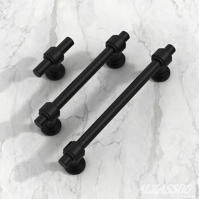 Alzassbg 10 Pack Matt Black Cabinet Pulls, 10 Inch(254mm) Hole Centers Cabinet Handles Kitchen Hardware Straight Bar for Cabinets and Drawer AL3505MB
