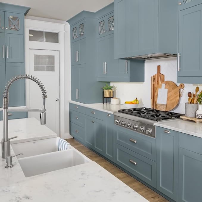 Nuvo Tidal Haze Cabinet Makeover Kit - Easy DIY 7-Piece Set, Dusty Pale Blue, Long-Lasting Finish