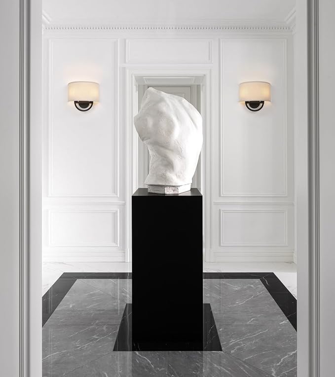 Industrial 2-Lights Wall Sconce Fixtures with Linen Fabric Shade, Double Wall Light Lamps Decor for Hallway Bedroom Living Room Bathroom Stairway