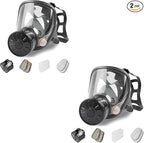 Gas Masks Survival Nuclear and Chemical - 2Pack Full Face Gas Mask with 40mm Activated Carbon Filter & 6001 Filter - Reusable Respirator Mask for Chemicals Gases Vapors Paint Dust