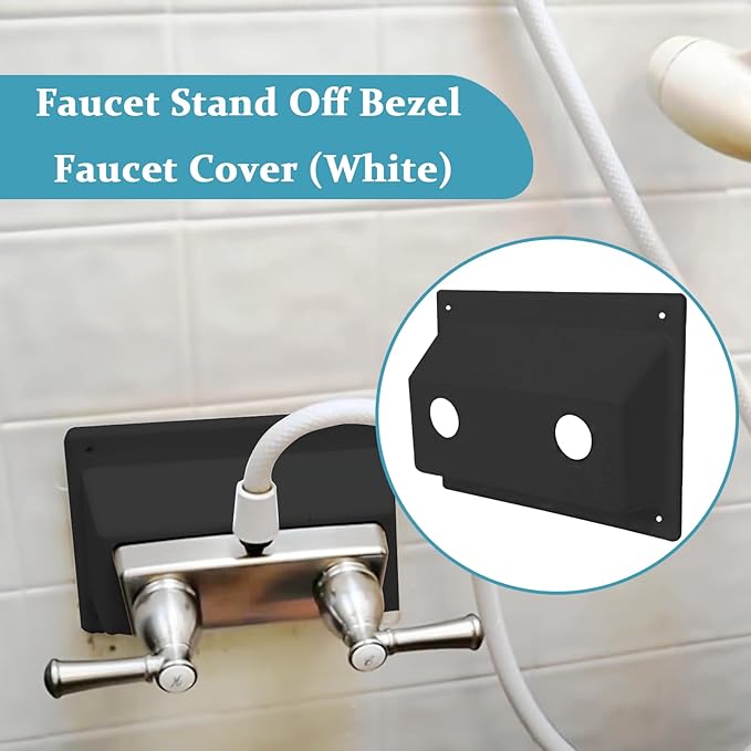 Faucet Bezel Stand Off Faucet Cover Replacement for RV caravans Shower，Black Faucet Cover mounting kit for RV Showers
