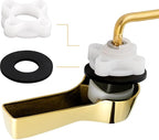 Hibbent Universal Metal Front Mount Toilet Handle Replacement Kit, Brass Toilet Flush Tank Lever with Stainless Steel Flapper Chains for Most Toilets, Shiny Gold