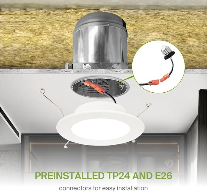 ASD Flat Trim Retrofit LED Recessed Lighting 6 Inch | Ultra Thin White 12W 1021LM Wet Rated Dimmable Downlights | 2700K-5000K Adjustable LED Recessed Light Fixtures | Disk Can Lights, ETL 24 Pack