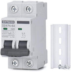 AC Miniature Circuit Breaker, 20 Amp 120V/240V 2 Pole DIN Rail Mount Circuit Breaker, Thermal Magnetic Trip, Solar AC Disconnect Switch MCB C20