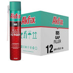 Akfix 805 Gap Filler Expanding Foam Sealant (12x25.3 Oz)- Gaps and Cracks Spray Insulation Can, Polyurethane Expanding Waterproof Sealant with Straw, for Window and Door | 25.3 Oz. 12 Pack
