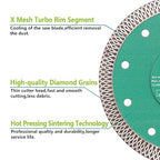 Diamond Porcelain Saw Blade - 10" Tile Blade 250MM Dry Wet Ceramic Cutting Discs with X Teeth Turbo Mesh Rim for Ceramic Tile Porcelain Granite Marble