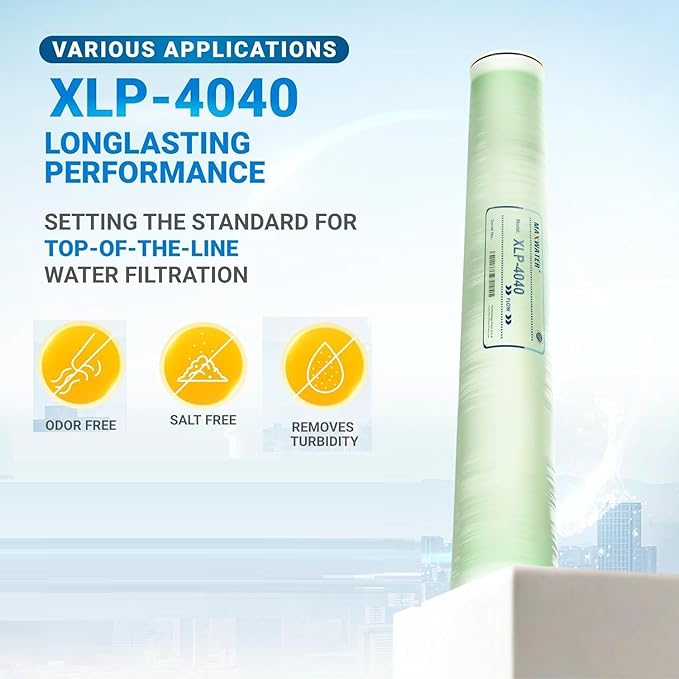 Max Water XLP-4040 Reverse Osmosis 4" x 40" RO Membrane, 2300 GPD XLP 4040 For Water Purification Desalination Commercial, Agriculture Compatible With Dow Filmtec XLE-4040, HF4-4040 (XLP 4040)