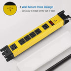 Heavy Duty Power Strip Surge Protector, 6 Outlet Industrial Power Strip with 15A, 10 FT Cord, 1200 Joules ETL Listed. Yellow