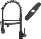 AIMADI Black Kitchen Faucet with Pull Down Sprayer, Commercial Single Handle High Pressure Kitchen Faucet Black with Deck Plate