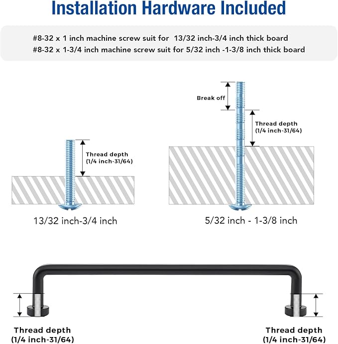 JOY DECOR Cabinet Pulls – 6-1/4 Inch Hole Center, Matte Black, 20 Pack, Zinc Alloy Cabinet Handles for Drawers & Cupboard – Vintage Style Hardware for Kitchen, Bathroom, Dresser, Furniture Makeover
