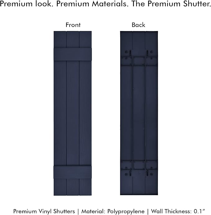 Board & Batten Vinyl Shutters (1 Pair) | 11"x39" (3-Board) - Navy Night Sky | Exterior Window Shutters | Includes Mounting Hardware | Simple Installation | Made in USA