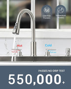 APPASO 2 Handle Kitchen Faucet, 3 Hole Kitchen Sink Faucet with Soap Dispenser, High Arc Brushed Nickel Stainless Steel 4 Hole Faucet for Kitchen Sink