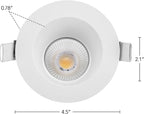 Maxxima 4" Canless Sloped Recessed Anti-Glare LED Downlight, For Sloped Ceilings, 1000 Lumens, IC Rated, 5 Color Temperature Selectable 2700K/3000K/3500K/4000K/5000K, Dimmable, Round White Trim 90 CRI