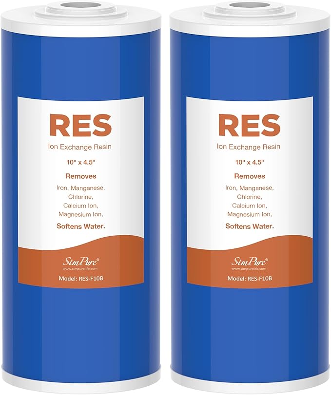 SimPure 10" x 4.5" Cation Exchange Resin Filter, Whole House Water Softening Cartridge for DB10P, DB10C (2 Pack)