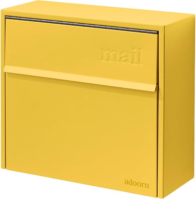 Wall Mount Mailbox - Small, Anti-Theft Locking Mailbox, Weatherproof Mailboxes for Outside The House, 13.5" H x 15" L x 5.5" D (Curb Yellow)