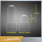 LanuBe 304 Stainless Steel Keyed Alike Padlocks for Outdoor use, Pin Tumbler Padlock, 2 inch Wide Body, Stainless Steel Body Normal Shackle, Pack of 2