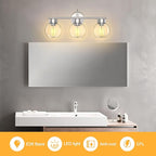 EAPUDUN 3 Light Bathroom Vanity Light, Brushed Nickel Bathroom Light Fixtures with Clear Glass Shade Wall Sconce, Porch Wall Lamp for Mirror, WLA1435-BNK