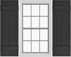 Board & Batten Vinyl Shutters (1 Pair) | 14.5"x47" (4-Board) - Black Cosmos/Paintable | Exterior Window Shutters | Includes Mounting Hardware | Simple Installation | Made in USA