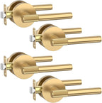 Asidrama 4 Pack Champagne Bronze Passage Door Handles, Door Lever with Door Knobs Indoor for Bedroom or Bathroom, Heavy Duty Door Handles Interior with Locks for Left Right Sided Doors