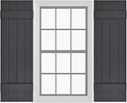 Board & Batten Vinyl Shutters (1 Pair) | 14.5"x43" (4-Board) - Cornerstone Grey | Exterior Window Shutters | Includes Mounting Hardware | Simple Installation | Made in USA