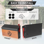 Wall Mount Mailbox, Large Capacity Mailbox for House Outside with Flag Kit Galvanized Steel Rust-Proof Metal Post Drop Box, 15.74"×9.84"×4.33" Flower Hollowed Wooden Patterned Metal Sheet