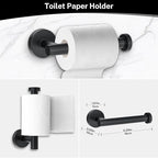 4-Piece Matte Black Bathroom Hardware Accessories Set,Black Towel Ring Set Toilet Paper Holder,Robe Hooks,Stainless Steel Wall Mounted Rustproof Modern Bathroom Set