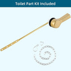Hygie Rinse Metal Toilet Handle Replacement, Universal Front Mount, Brushed Gold Toilet Lever Flusher with Stainless Steel Flapper Chain, Toilet Repair Kit