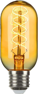 AMDTU LED Edison Vintage Light Bulbs 25 Watt Equivalent 4W E26 Base Amber Warm Yellow Filament Non Dimmable T45 Tubular Bulb Soft Warm 2200K 4 Pack 200 Lumens Ideal for Lamps,Pendants,Wall Sconces