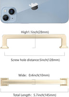 COTYKILEY 10 Pack 5 Inch(128mm) Brushed Brass Kitchen Cabinet Handles Gold Cabinet Pulls Cabinet Door Handles Kitchen Cabinet Hardware