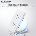 ELEGRP Matte White Standard Decorator Electrical Wall Receptacle Outlet, 15A 125V, 2 Pole 3 Wire, Non-Tamper Resistant, NEMA 5-15R, Self-Grounding, Mid Wall Plate Included, UL Listed (20 Pack)