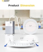 Ensenior 16 Pack 4 Inch LED Recessed Ceiling Light, Dimmable, 3000K-5000K 3CCT, 750LM 9W 120V, High Brightness Canless Wafer Downlight - ETL&FCC&IC