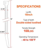 18 Inch Zip Ties Double Sided Toothed,100 LBS Tensile Strength Heavy Duty Cable Wire Ties With Self-Locking Adjustable More Durable Nylon Tie Wraps for Indoor Outdoor（200 Pack）