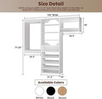 ROOMTEC Modular Closet System, 102" Wall Mounted Modern Closet Organizer with Hanging Rods and Shoe Shelf, Wooden Tower for Walk-In Closets, Wardrobe Storage Kit, White