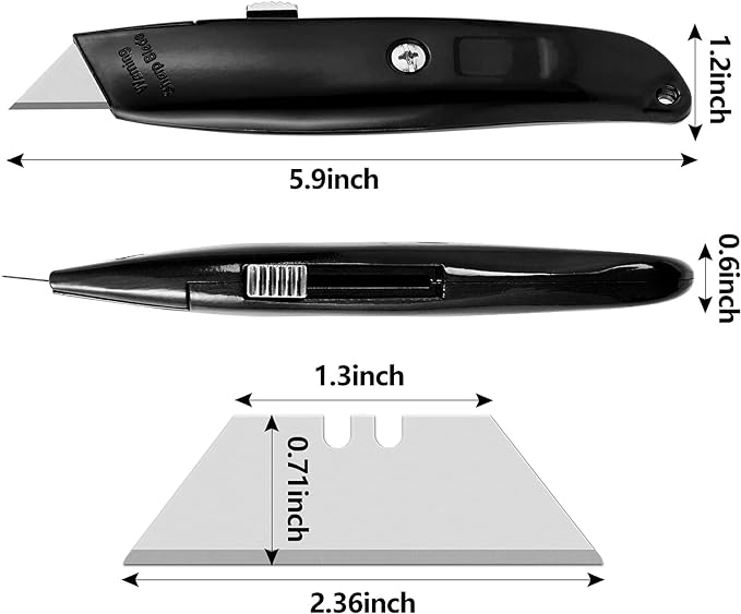 DIYSELF Utility Knife, 20 Pack Heavy Duty Box Cutter Retractable, Box Cutter Knife, Box Opener, Cardboard Cutter, Utility Knives for Garage, Home and Office, Box Cutters for Daily Use (Black)