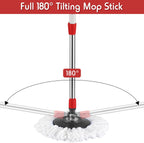 Spin Mop Replacement Handle 360 Degree Spin Mop Pole Handle Replacement Rotating Telescopic Stick for Head Replace Spinning Household Cleaning Accessories for Home(Black)