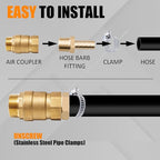 156Pcs Hose Barb Fuel Line Fittings Assortment Kit Barb Splice/Coupler/Female Adapter/Tee/Y Shaped Union/90°Male Elbow Thread 1/8" 3/16" 1/4" 5/16" 3/8" 1/2" Air Hose Fitting with Pipe Clamps for Fuel