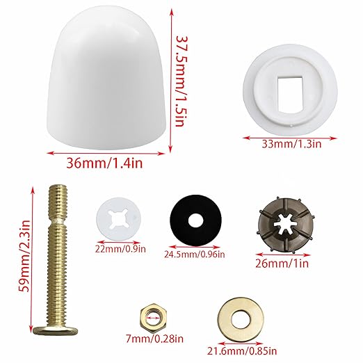1Set Toilet Accessories Toilet Flange Bolts Universal Toilet Bolt and Cover Set Includes Closet Bolts Nuts and Washers for Most Toilets