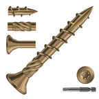 #8 x 1-1/4" Deck Screws (175Pcs) 1lb. Carbon Steel, Yellow, Flat Head, Rust Resistant epoxy Coated, with T25 Star Bit