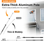 20 Ft High Reach Window Squeegee with 5-12Ft Extra-Thick Aluminum Telescopic Extension Pole| 14" Extra-Large 2-in-1 Window Cleaner Tool| Window Washer for Indoor/Outdoor Window,RV,Truck Glass