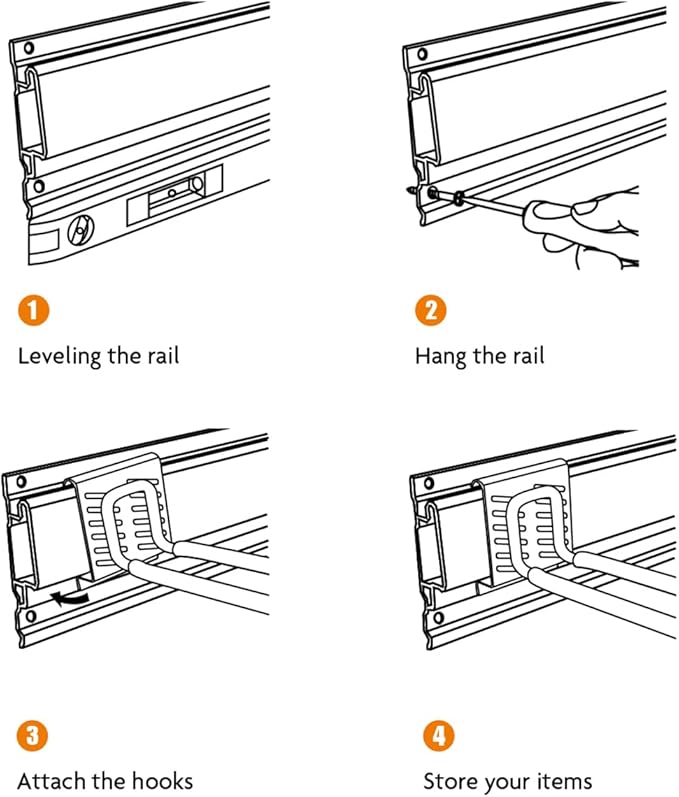 Wall Mount Tool Storage Rack, Garage Organization, Heavy Duty Garage Storage Tool Organizer, Garden Tool Wall Hooks and Hangers, Hold Up to 350lbs Black
