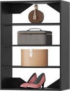 Short Tower Closet Unit, Modular Closet System, Wood Closet System Organizer with Storage for Walk In Closets, Clothing Rack Wardrobe for Hanging Clothes, Bedroom, Black, 31.5"W