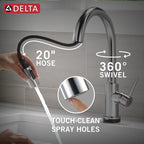 Delta Trinsic Touchless Kitchen Faucet with Touch Technology, Brushed Nickel Kitchen Sink Faucet with Pull Down Sprayer, Single Hole, Arctic Stainless 9159TL-AR-DST