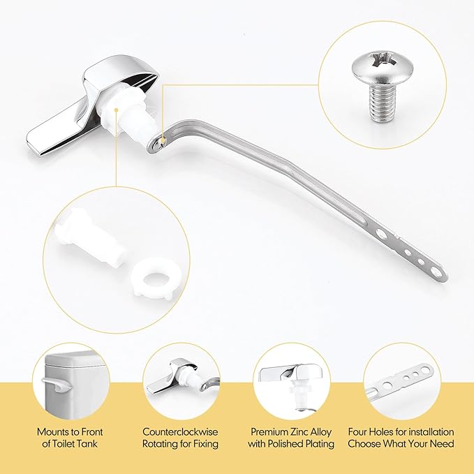 Toilet Trip Levers Toilet Flush Handle Compatible with Kohler 87115-CP,Left Replacement Trip Lever kit for Kohler Toilets,Polished Chrome