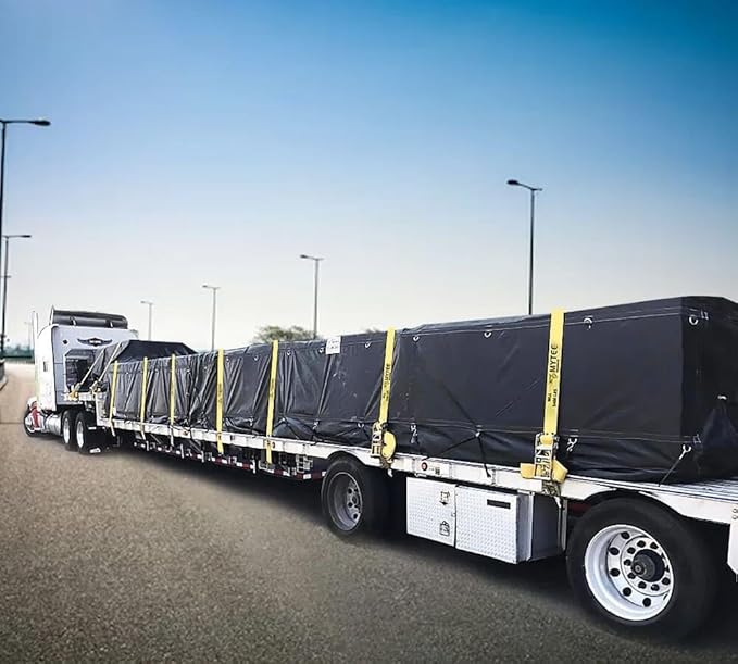 Mytee Products Ratchet Tie-Down Straps with Flat Hooks, 4" x 30' Ratchet Straps Yellow | 16,200 Lbs Breaking Strength | TieDown Ratchet Straps for Flatbed, Truck, Trailers Pickup (4 Pack)