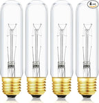 25 Watt T10 Clear Tubular Incandescent Light Bulb, Vintage Style Showcase Bulb,Showcase lamp, 2700K Soft White, E26 Medium Base, 280 Lumens,T10 Tubular Bulb (4PACK)