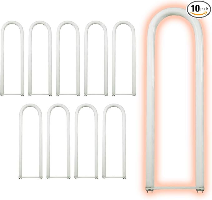 GoodBulb 28-Watt 6-Inch T8 Fluorescent U-Bend Light Bulb 4100K Cool White Light Color Medium Bi-Pin Base High Output 1773 Lumens Pack of 10 Bulbs