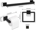 5-Pieces Matte Black Bathroom Accessories Set, 23.6 Inch Bath Towel Bar Set, SUS 304 Stainless Steel Bathroom Hardware Set, Towel Racks for Bathroom Wall Mounted.