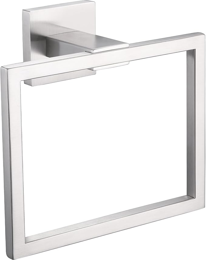 LANC Hand Towel Rings for Bathroom Wall Mount Brushed Finished Square Hand Towel Holder for Kitchen Towel Holder Lavatory SUS304 Stainless Steel Contemporary Style Shower Towel Racks Hanger, A8896BN