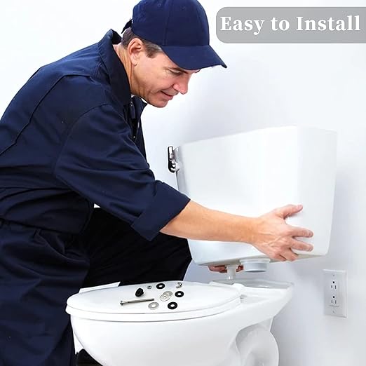 Universal Toilet Tank to Bowl Bolts Kit, Heavy Duty Toilet Bolts, Waterproof Stainless and Rubber Washers Gaskets with Extra Long Nut Screw for Fastening (Silver) (4, Short)